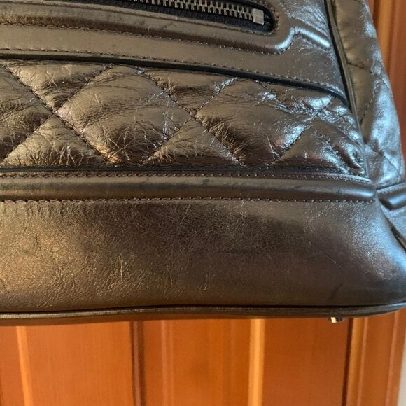 Burberry Prorsum Quilted Silver Metallic Leather Shoulder Bag - Picture 6 of 9